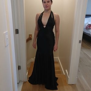 Backless silk evening gown